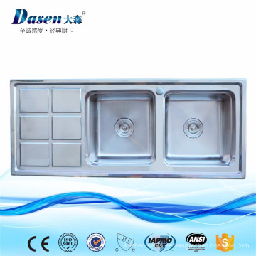DS12050 lavadero doble cocina fregadero de acero inoxidable con placa de lavado